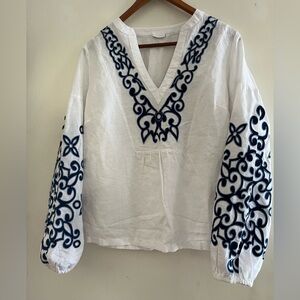 Lascana Embroidered Long Sleeve
Blouse White & Blue Size 6
